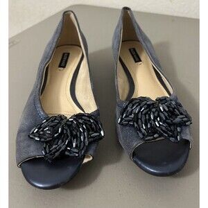 Alex Marie women's shoes open toe 7.5 Blue flats with beaded decoration